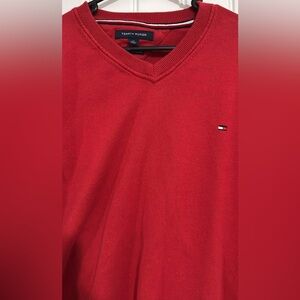 Tommy Hilfiger V-Neck Sweater in Bold Red